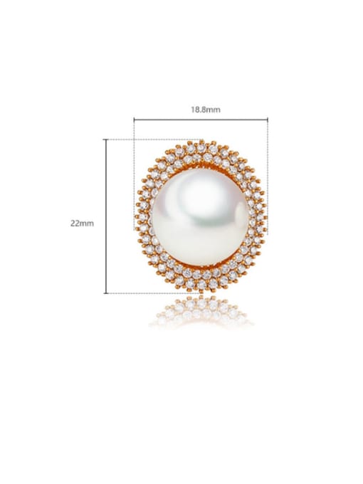 BLING SU Copper Imitation Pearl Round Dainty Stud Earring 1