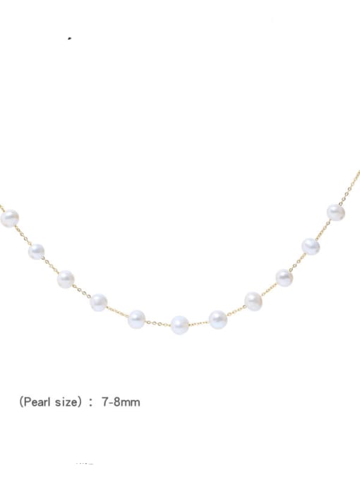 fresh water pearl Brass Freshwater Pearl Geometric Minimalist Beaded Necklace