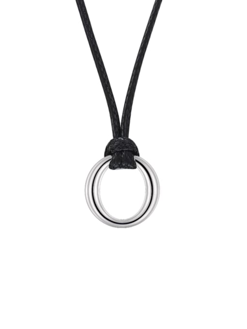 White gold leather rope 925 Sterling Silver Artificial Leather Geometric Minimalist Necklace