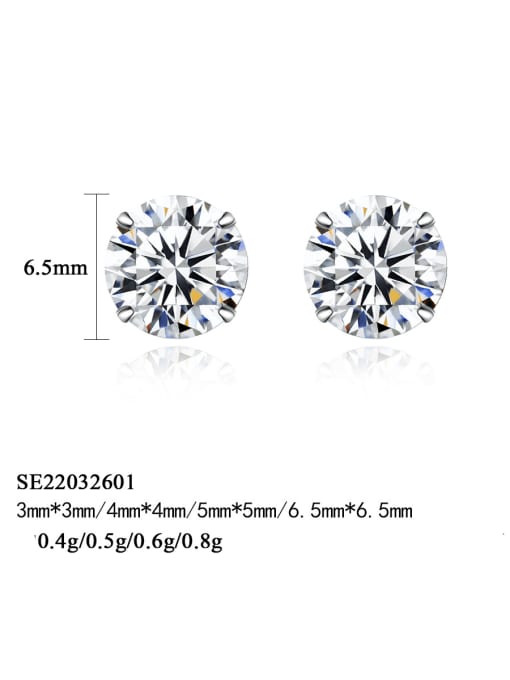 CCUI 925 Sterling Silver Moissanite Round Minimalist Stud Earring 4