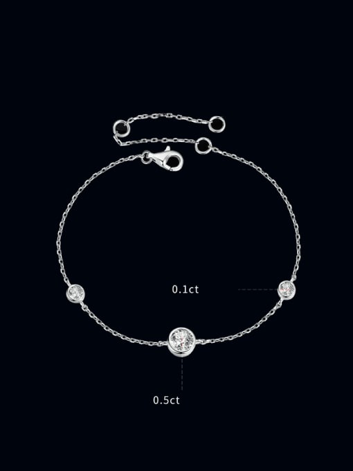 Jare 925 Sterling Silver Moissanite Geometric Minimalist Link Bracelet 2