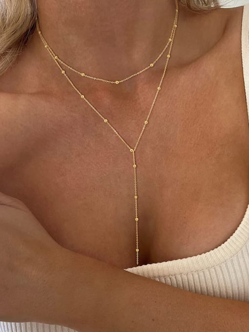 CONG Stainless steel Tassel Minimalist Lariat Necklace 1