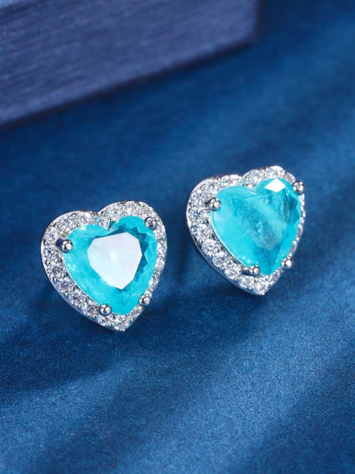 ROSS Brass Cubic Zirconia Heart Luxury Stud Earring 1