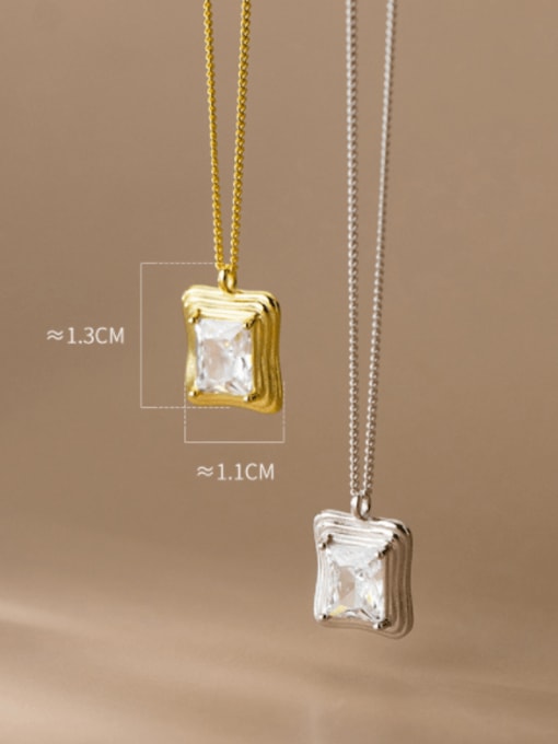 Rosh 925 Sterling Silver Glass Stone Geometric Minimalist Necklace 4