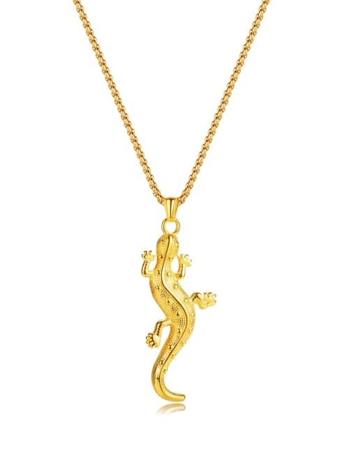 2230 gold Pendant+ Pearl Chain 3*55cm Titanium Steel Snake Hip Hop Necklace