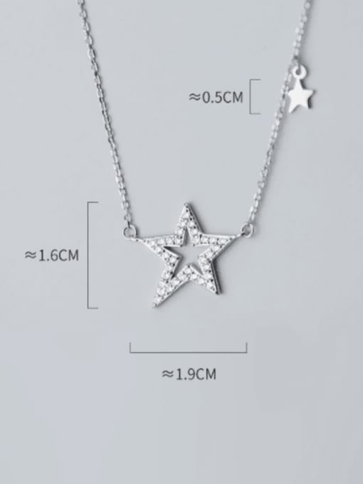 Rosh 925 Sterling Silver Cubic Zirconia Star Minimalist Necklace 3