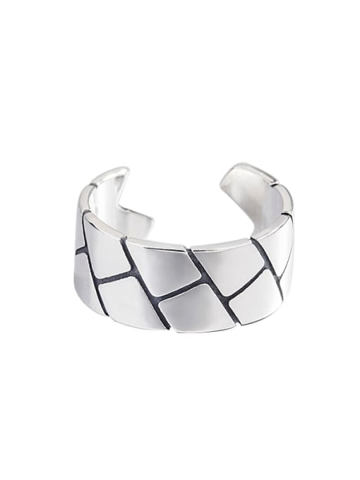 HAHN 925 Sterling Silver Geometric square Vintage Band Ring 0