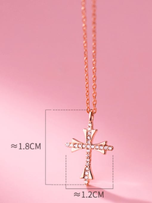 Rosh 925 Sterling Silver Cubic Zirconia Cross Minimalist Regligious Necklace 2