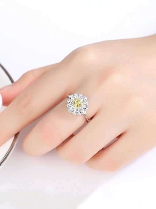 CCUI 925 Sterling Silver Cubic Zirconia White Flower Minimalist Band Ring 1