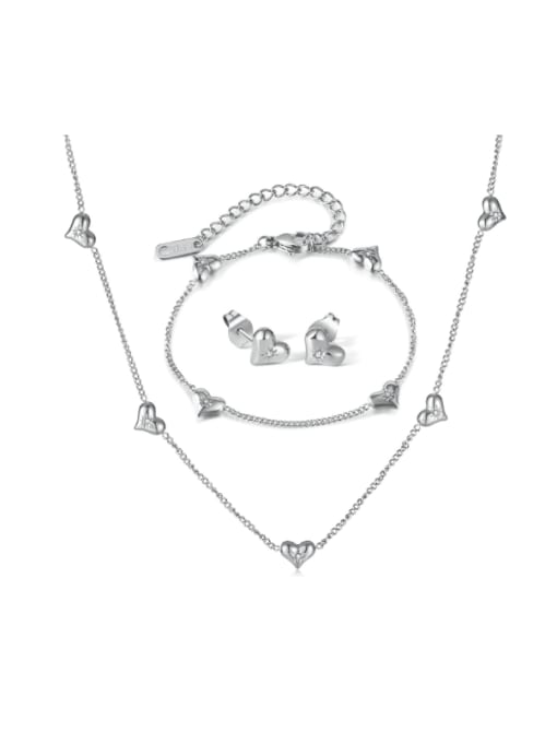 Open Sky Stainless steel Minimalist Heart  Earring Bracelet and Necklace Set 2