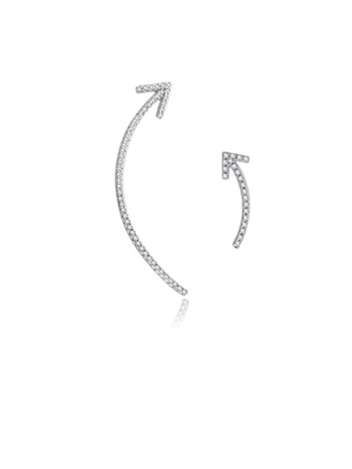 platinum Copper Cubic Zirconia Irregular Minimalist Stud Earring