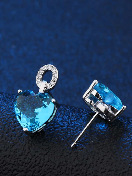 ROSS Copper Glass Stone Heart Dainty Stud Earring 3