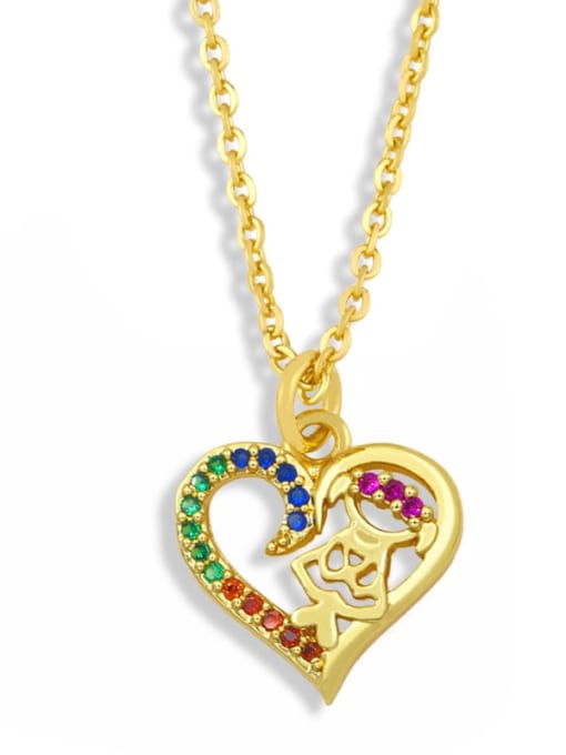 girl Brass Cubic Zirconia Heart Minimalist Necklace