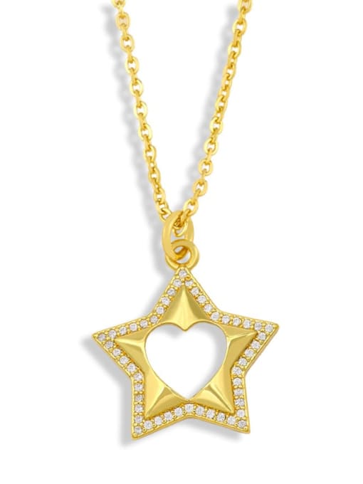 CC Brass Cubic Zirconia Star Minimalist Necklace 1