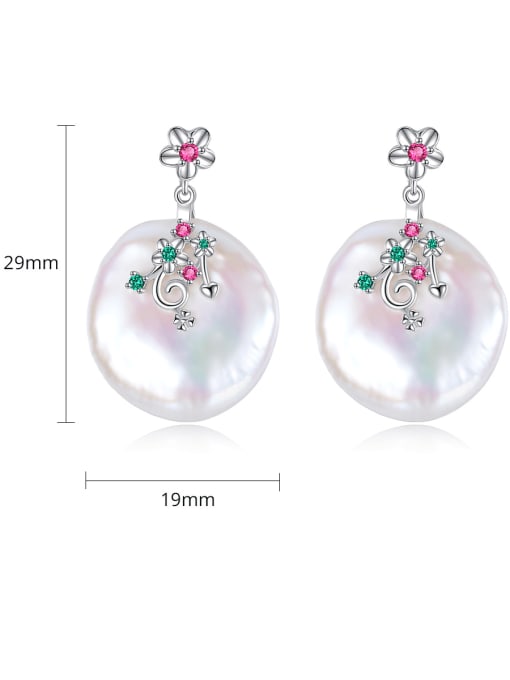 CCUI 925 Sterling Silver Freshwater Pearl Flower Minimalist Drop Earring 3