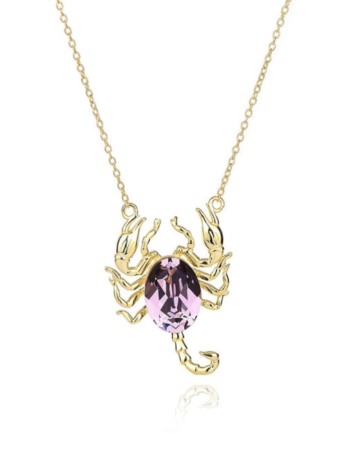 JYXZ 095 (light purple) 925 Sterling Silver Austrian Crystal Insect Cute Necklace