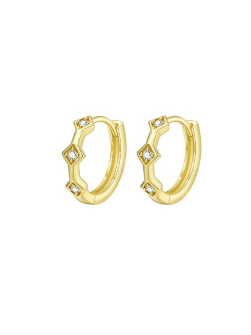 EBD 272G Brass Cubic Zirconia Geometric Minimalist Huggie Earring