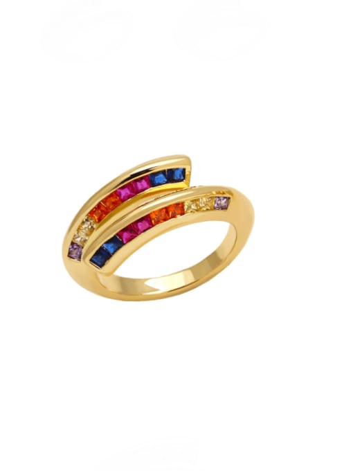 Mixed color Brass Cubic Zirconia Geometric Minimalist Stackable Ring