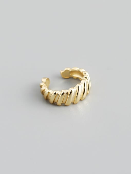golden 925 Sterling Silver Geometric C Shape Vintage Clip Earring