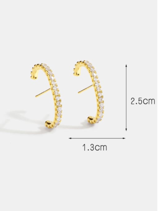 CHARME Brass Cubic Zirconia Geometric Minimalist Stud Earring 1