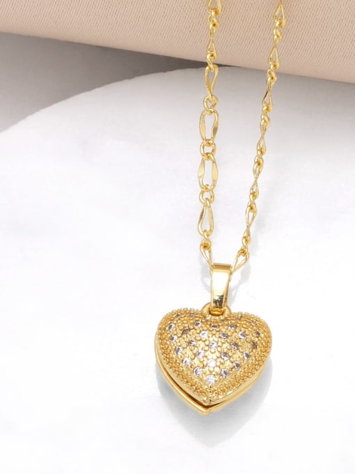 CC Brass Cubic Zirconia Heart Minimalist Necklace 3