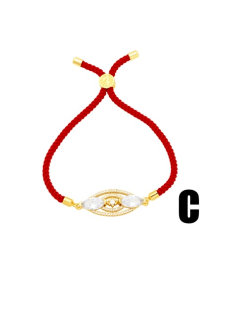C Brass Cubic Zirconia Weave Hip Hop Adjustable Bracelet