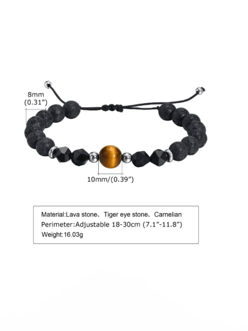 CONG Stainless steel Carnelian Geometric Hip Hop Handmade Weave Bracelet 2