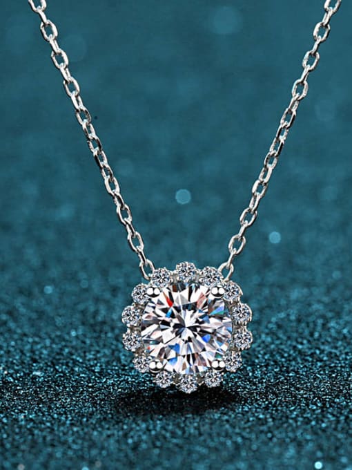 MOISS Sterling Silver Moissanite Flower Dainty Necklace
