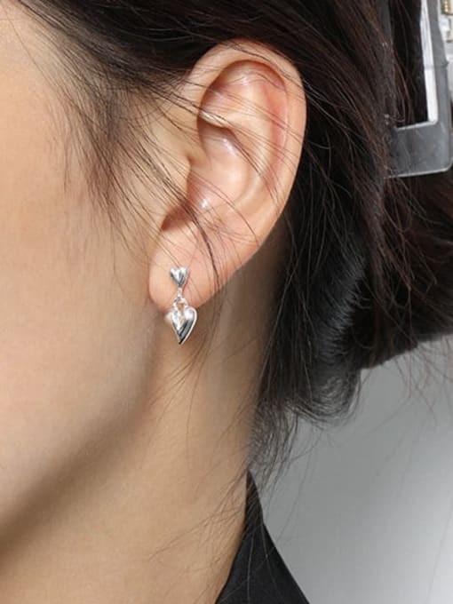 DAKA 925 Sterling Silver Smotth Heart Minimalist Stud Earring 1
