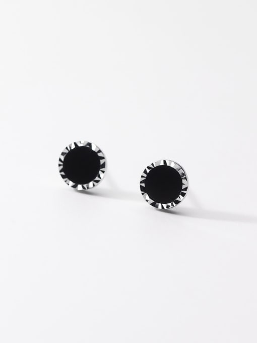 Rosh 925 Sterling Silver Round Hip Hop Stud Earring 2