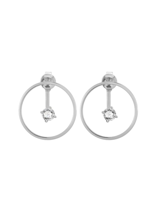 Platinum Circle Zircon Earrings 925 Sterling Silver Geometric Minimalist Drop Earring