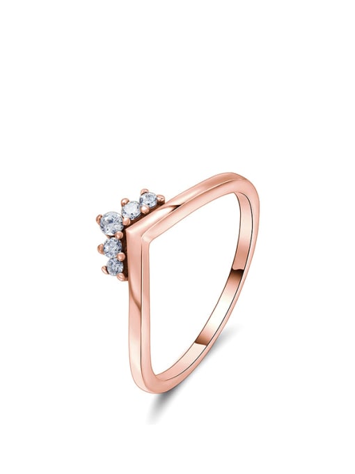 rose gold 925 Sterling Silver Cubic Zirconia Triangle Minimalist Band Ring