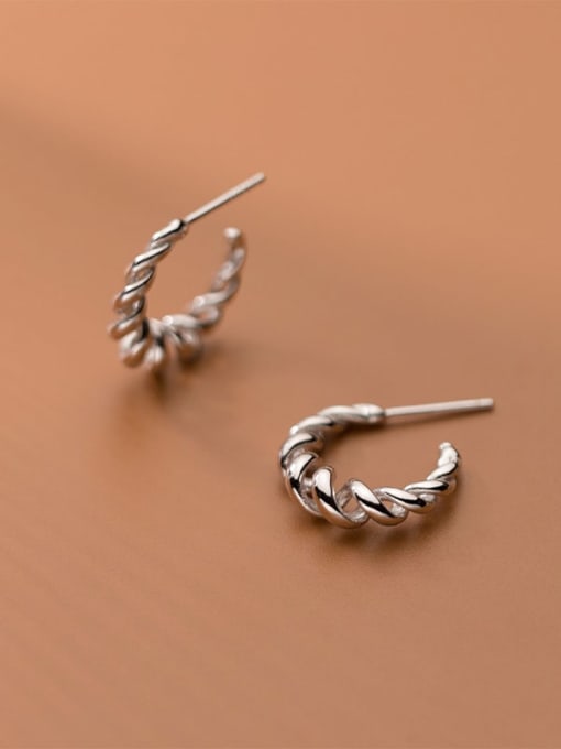 Rosh 925 Sterling Silver Twist Irregular Minimalist Stud Earring 1