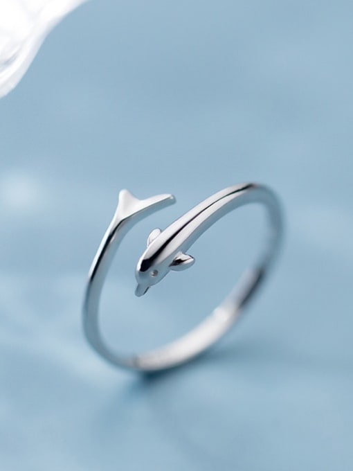 Rosh 925 Sterling Silver Dolphin Minimalist Free Size Ring 2