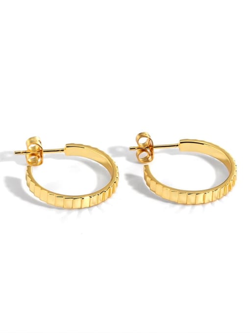 golden Brass Smooth Geometric Minimalist Stud Earring