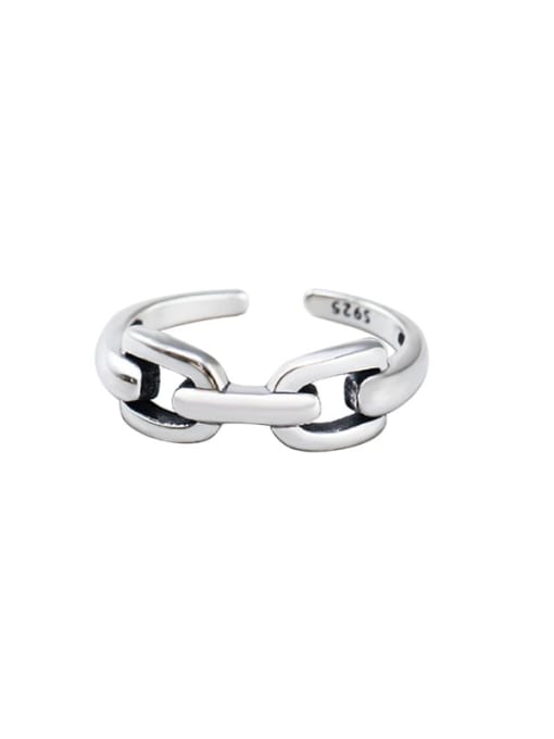XBOX 925 Sterling Silver Hollow Geometric Ethnic Band Ring
