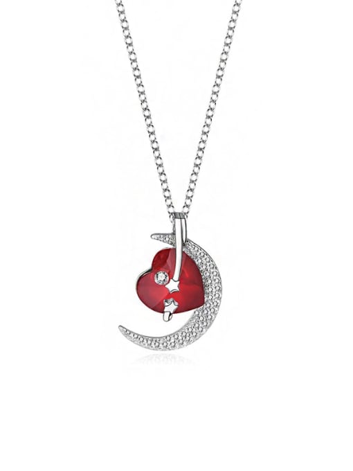JYXZ 044 (red) 925 Sterling Silver Austrian Crystal Heart Classic Necklace