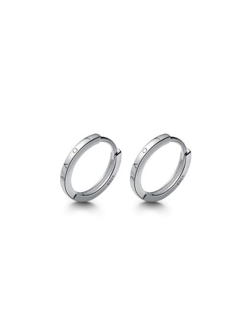 Rosh 925 Sterling Silver Rhinestone Round Minimalist Huggie Earring 3