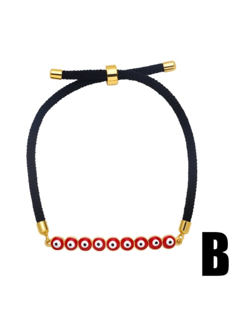 B (red and black) Brass Cubic Zirconia Multi Color Enamel Evil Eye Vintage Adjustable Bracelet