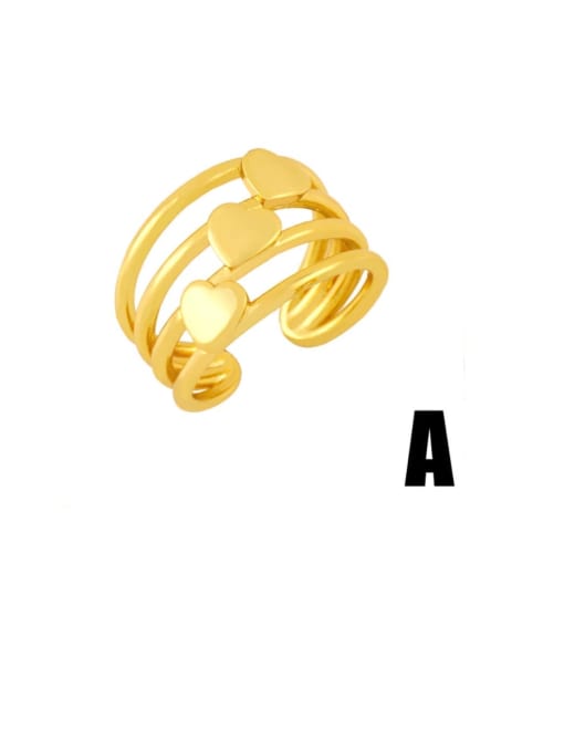 CC Brass Cubic Zirconia Letter Vintage Midi Ring 2