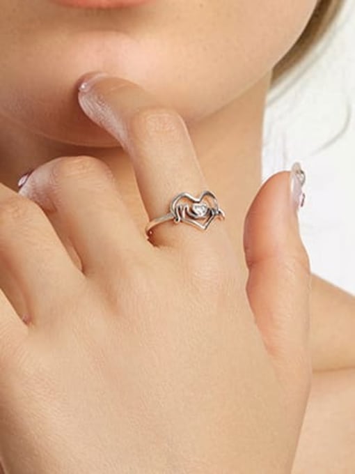 Jare 925 Sterling Silver Heart Vintage Band Ring 1
