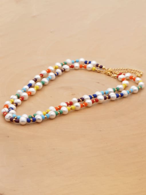 MMBEADS Freshwater Pearl Multi Color Miyuki beads Pure handmade Necklace 0