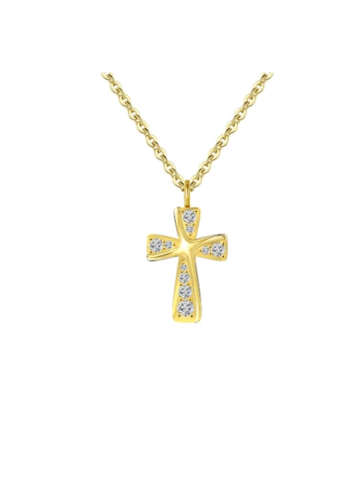 RINNTIN 925 Sterling Silver Cubic Zirconia Cross Dainty Regligious Necklace