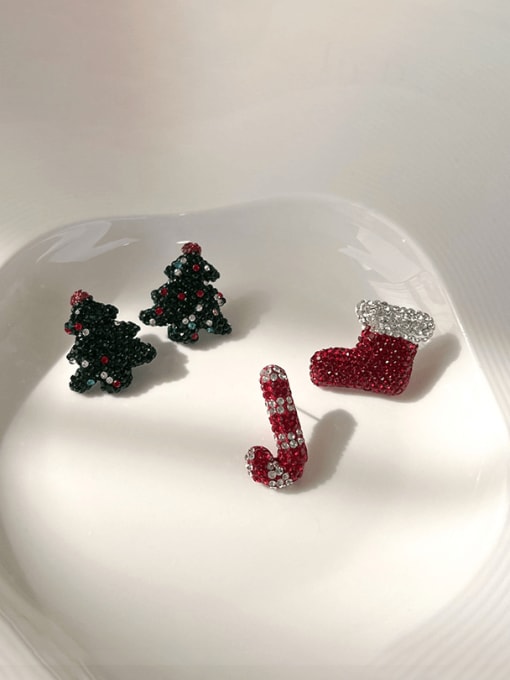 Girlhood Zinc Alloy Rhinestone Cute Christmas Stud Earring 0
