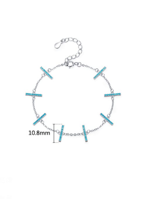 MODN 925 Sterling Silver Cubic Zirconia Geometric Minimalist Link Bracelet 3