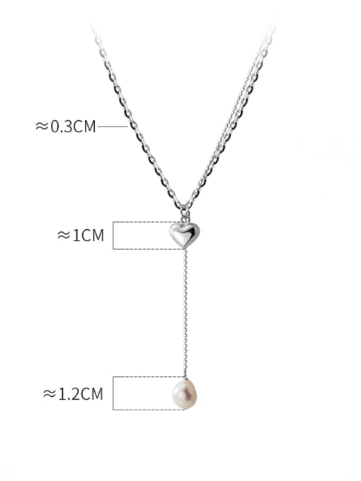 Rosh 925 Sterling Silver Imitation Pearl Tassel Minimalist Lariat Necklace 3