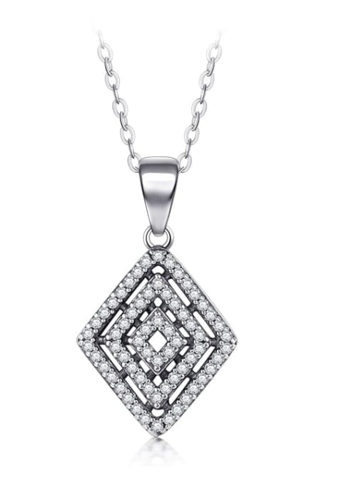 MODN 925 Sterling Silver Cubic Zirconia Geometric Vintage Necklace 2