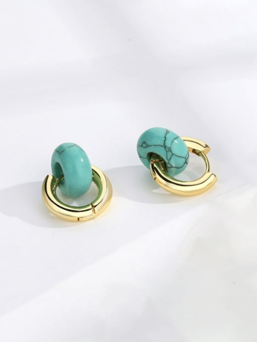 CHARME Brass Turquoise Geometric Vintage Huggie Earring 3