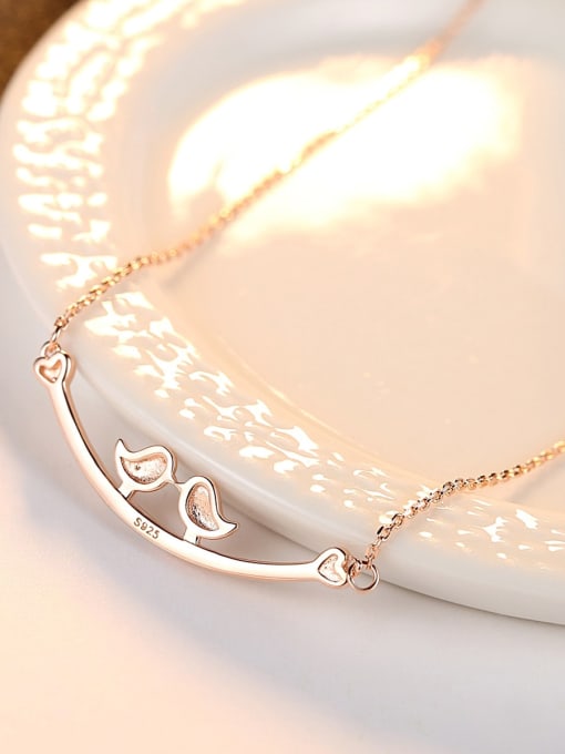 CCUI 925 sterling silver simple, fashionable and glossy two birds, necklace 2