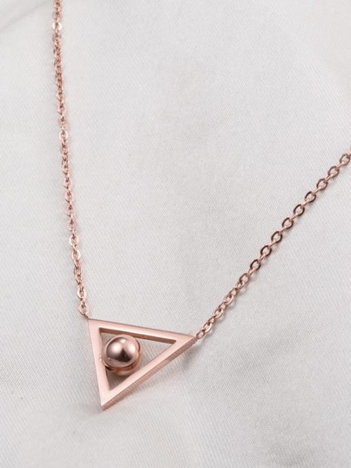 Rose Gold Titanium Bead  Triangle Welding Beads Hollow Necklace